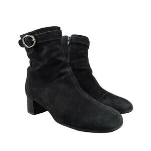 La Canadienne Shoes Womens 8.5 Ankle Boots Joni Block Heel Fashion Leather Black